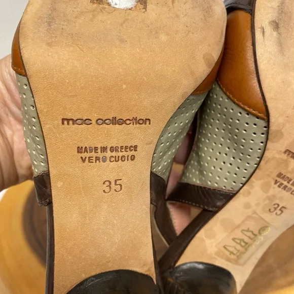 Mac collection Stenciled heart Retro leather Slingback Kitten Heels - Picture 6 of 7